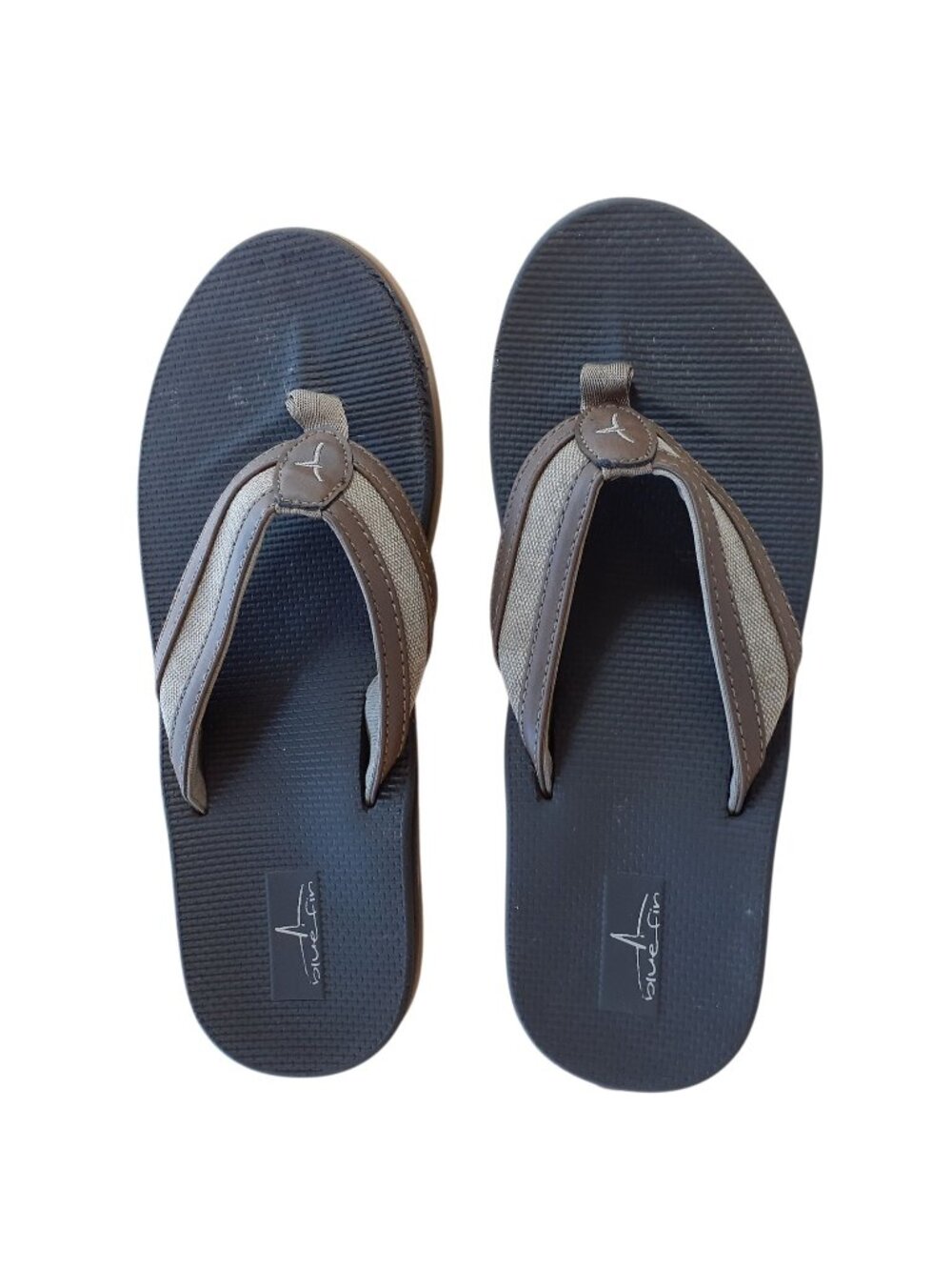 Bluefin Mens Flip Flops Size 10  Brown Straps Comfy Cushioned Footbed